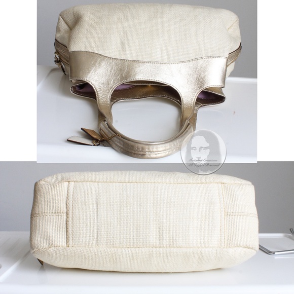 Coach Lexi Shoulder Bag Butterfly #F16584 Straw and Leather Satchel 2011 - Picture 9 of 11